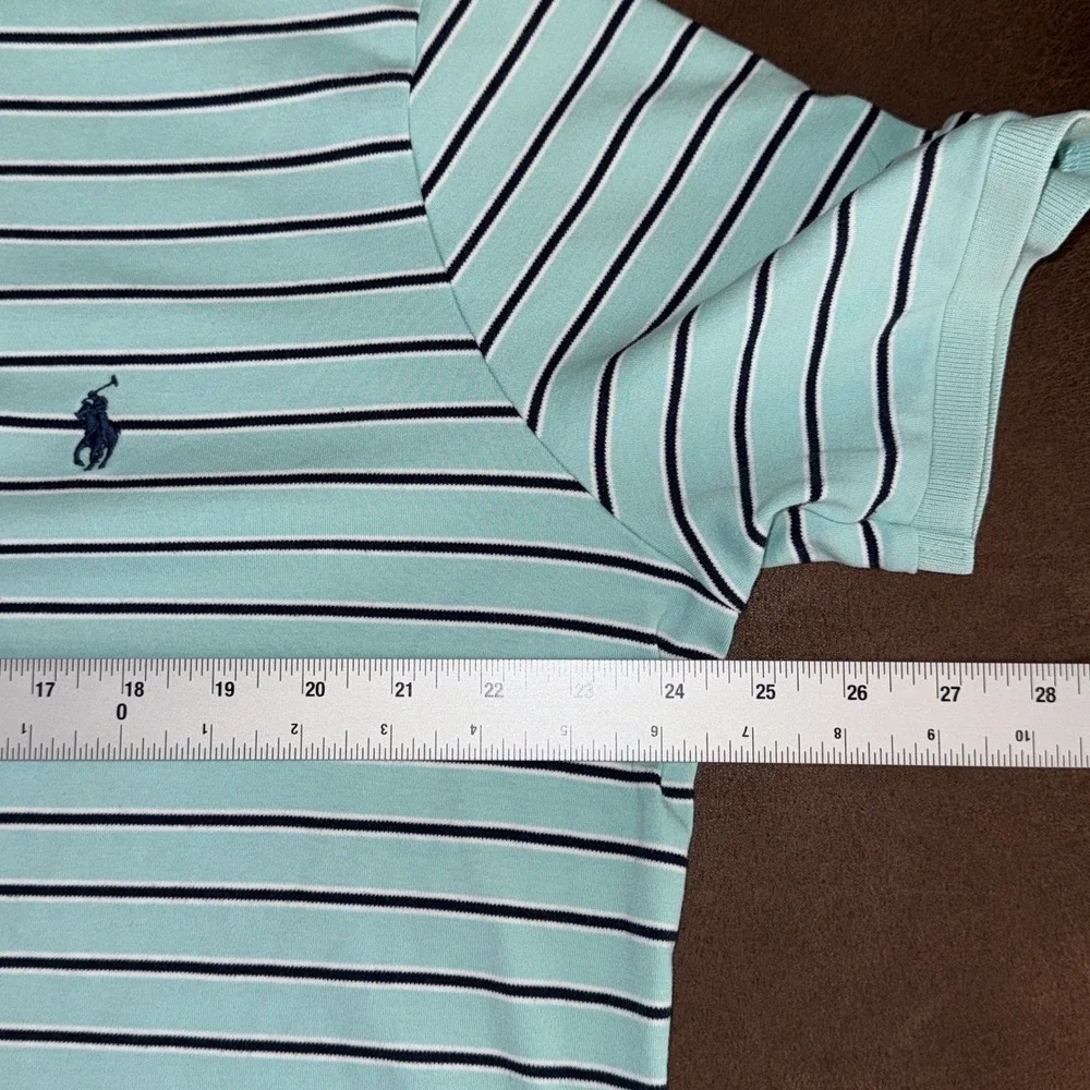 Polo Ralph Lauren Mens Striped Short Sleeve Polo Shirt‎ Aqua Navy XL